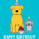 Happy Birthday with Dog and Mouse