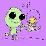 Alien and Astronaut Kitty Cat