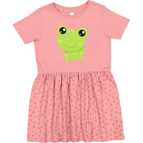 frog design dress Cute Frog, Little Frog, Baby Frog, Green Frog Toddler Dress - Mauve with  Speckles